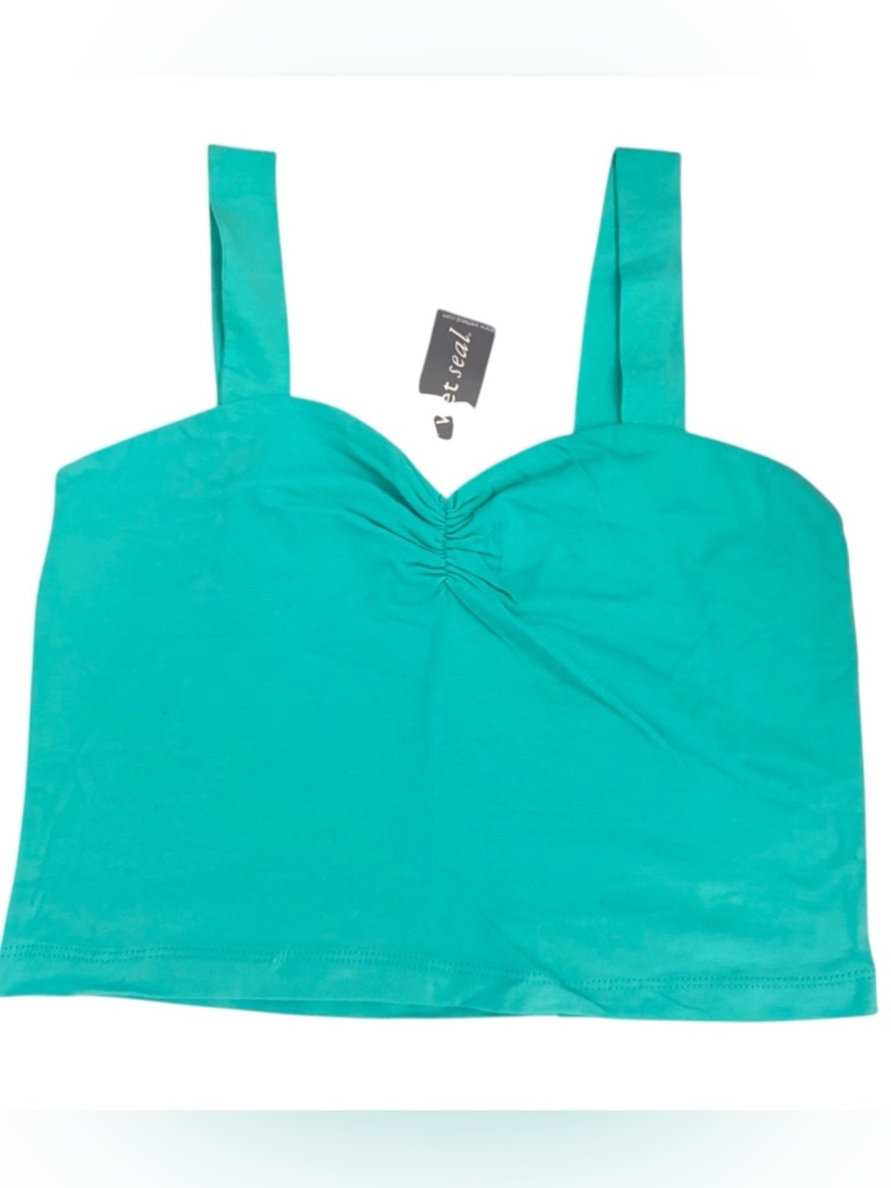 Wet Seal Mint Ruched Bust Tank  Crop Top.
Size L
